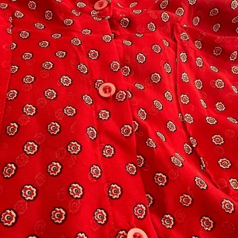 Free people Printed floral Blouse sheer Easy Rider Button-down in Red Combo
